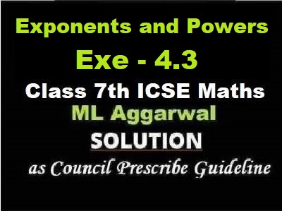 ML Aggarwal Exponents and Powers Exe-4.3 Class 7 ICSE Maths Solutions