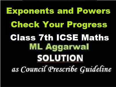 ML Aggarwal Exponents and Powers Check Your Progress Class 7 ICSE Maths Solutions