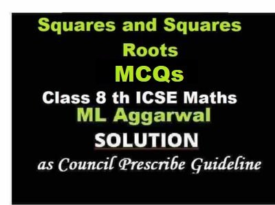 ML Aggarwal Squares and Squares Roots MCQs Class 8 ICSE Ch-3 Maths Solutions