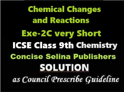 Chemical Changes and Reactions Exe-2C Very Short Chemistry Class-9 ICSE Selina Publishers