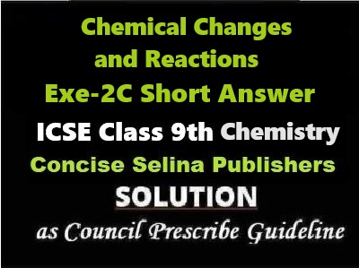 Chemical Changes and Reactions Exe-2C Short Answer Chemistry Class-9 ICSE Selina Publishers