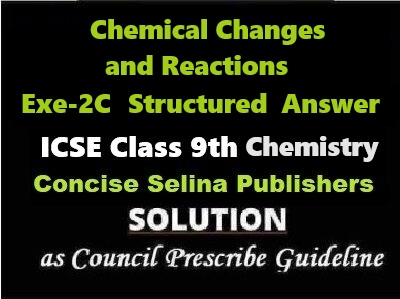 Chemical Changes and Reactions Exe-2C Structured Answer Chemistry Class-9 ICSE Selina Publishers