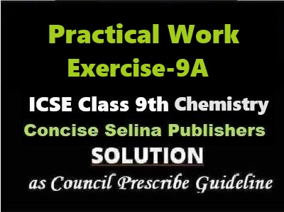 Practical Work Exe-9A Chemistry Class-9 ICSE Selina Publishers
