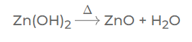 Zinc hydroxide on heating gives zinc oxide water