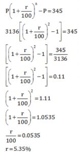 (ii) Principal = ₹ 3136, Compound interest = ₹ 345, Time = 2 years