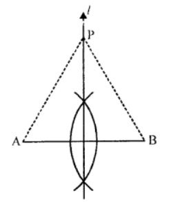 (a) Take two points A and B and join them. Draw the perpendicular bisector l of AB. Then l is the locus of point P such that PA = PB
