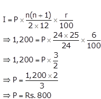 Mohan has a recurring deposit account in a bank for 2 years at 6% p.a. simple interest. If he gets Rs. 1,200 as interest at the time of maturity, find: (i) the monthly instalment (ii) the amount of maturity.
