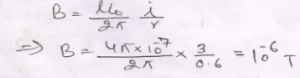PQ is a long straight conductor carrying a current of 3A as shown in Fig. A proton moves with a velocity of 2 x 10^7 m/s parallel to it