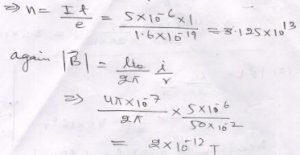 An electron-beam carries a current of 5 microampere. Calculate: (i) number of electrons passing through a point per second,