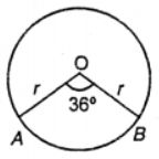 Que-11: The area of a sector of 6.024 cm² and its angle is 36°. Find the radius, (π = 3.14).