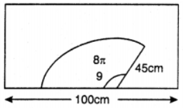 Que-13: The diagram shows a windscreen wiper cleaning a car windscreen. (i) What is the length of the arc swept out? (ii) What area of the windscreen is not cleaned?