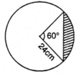 Find the area of the shaded segment in given below figure.