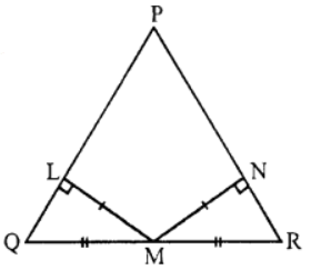 In figure, if LM = MN, QM = MR and ∠MLQ = ∠MNR = 90°, prove that PQ = PR.