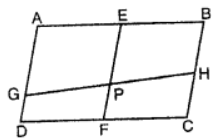 ABCD is a parallelogram E is the mid-point of AB and F is the mid-point of CD. GH is any line that intersects AD, EF and BC in G, P and H respectively. Prove that GP = PH. 