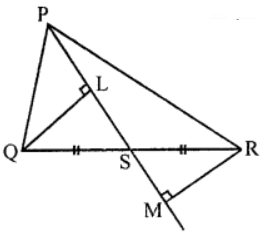 In figure, PS is a median and QL and RM are perpendiculars drawn from Q and R respectively on PS and PS produced. Prove that QL = RM.