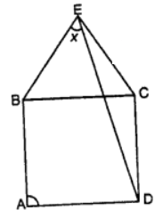 In the figure, equilateral AEBC surmounts square ABCD. Find ∠BED represented by x. 