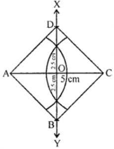 Que-15: Using ruler and compasses only, construct a square having a diagonal of length 5 cm. Measure its side correct to the nearest millimetre