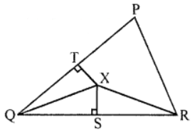 18 In figure, QX and RX are the bisectors of the angles Q and R respectively of the triangle PQR. If XS ⊥ QR and XT ⊥ PQ, prove that, (i) ∆XTQ ≅ ∆XSQ; (ii) PX bisects the angle P.