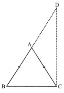 In figure, ABC is an isosceles triangle in which AB = AC. The side BA is produced to D such that AB = AD. Prove that ∠BCD is a right angle.