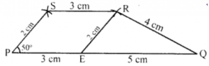 Que-19: PQ = 8 cm, QR = 4 cm, RS = 3 cm, SP = 2 cm. Measure ∠QPS.