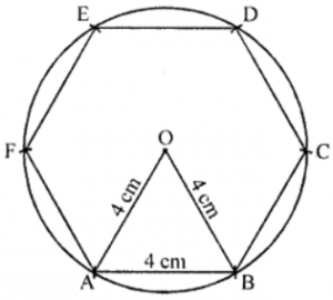 Que-22: Hexagon on a side of 4 cm. Find out its area.