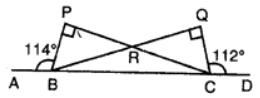 In the figure, ABCD is a straight line which is greater? (i) RB or RC (ii) PB or PR?