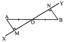 In figure, prove that ∆s OAM and OBN are congruent and hence prove that AM = BN.