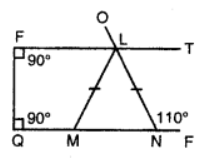 Que-7: In figure, LM = LN, ∠FLN = 110°. Calculate: (i) ∠LMN (ii) ∠MLN.