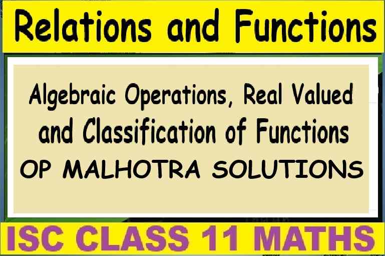 Relations and Functions Class 11 OP Malhotra Exe-2E ISC Maths Solutions