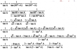 Que-35: cot A + cot (60° + A) + cot (120° + A) = 3 cot 3A.