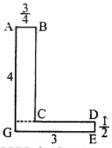 Que-3: The dimensions of the L-shaped crosssection of bar, 2 m long, are shown in cm in figure. Find (i) the volume of the bar. (ii) the weight, if the material weighs 0.3 kg per cm3.