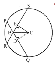 In the figure, C is the centre of the circle. CB bisects the ∠DBE, CD ⊥ PQ and CE ⊥ RS. Prove that PQ = RS. 