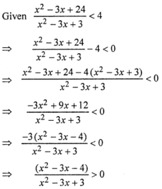 Que-19: (x²−3x+24)/(x²−3x+3) < 4