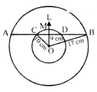 In figure, circles are concentric with centre O. Find AC. 