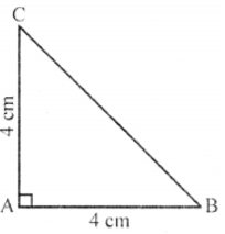 Que-9: ABC is a triangle in which AB = AC = 4 cm and ∠A = 90°. Calculate the area of △ABC. 