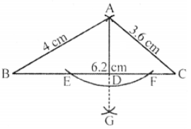 Que-10: The sides of a triangular field are 320 m, 200 m and 180 m long. Using ruler and compasses only, draw the plan of the field using the scale 50 m = 1 cm. Construct the altitude of the triangle on the side representing 320 m. Measure the altitude and use your result to calculate the area of the actual field in m2. 