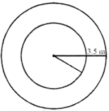Que-12: A road 3.5 m wide surrounds a circular plot whose circumference is 44 m. Find the cost of paving the road of Rs. 10 per m2.