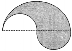 The boundary of the shaded region in the figure consists of three semi-circular arcs, the smaller ones being equal. If the diameter of the larger arc is 10 cm. Calculate (i) the length of the boundary (ii) the area of the shaded region. (Take π to be 3.14)
