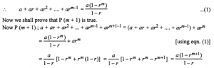 (ii) a + ar + ar² +… + ar^(n-1) = [a(1−r^n)]/(1−r), r ≠ 1.