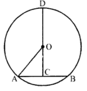 Que-10: In figure, CD is the perpendicular bisector of the chord AB. If AB = 2 cm and CD = 4 cm, calculate the radius of the circle.