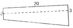 Que-11: In the figure shows the end-view of a swimming pool which is 10 m wide. Calculate the volume of water when it is full of water 1/2  m from the top. 