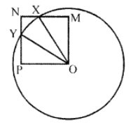 In figure, OMNP is a square. A circle drawn with centre O cuts the square in X and Y. Prove that : ∆OXM ≅ ∆OYP. Hence prove that NX = NY. 