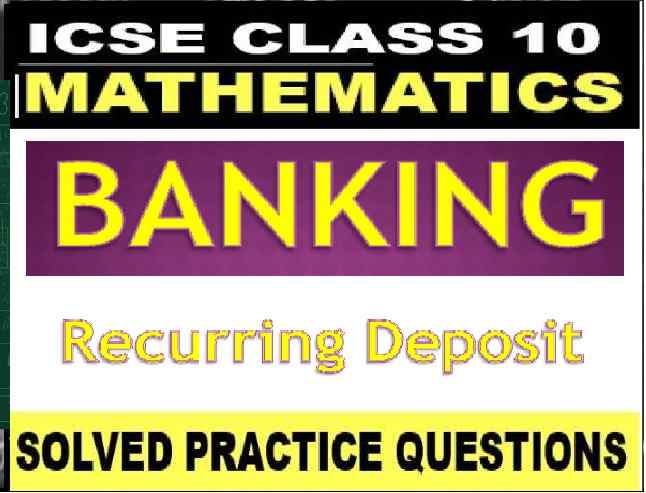 Banking Exercise 2A ICSE Class-10 Concise ICSE Mathematics Selina Solution Ch-2