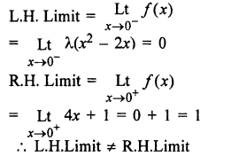 Que-16:For what value of X is the function f(x)={λ(x²-2x), if x≤0      is continuos at x=0?                                                                                   {4x+1, if x>0 