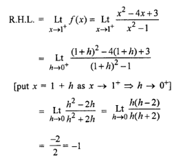 Que-3:A function f is defined by f(x) ={x²-4x+3/x²-1,for x≠1            2,for x=1 Test the continuity of the function at x = 1.