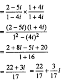 Que-12: Perform the indicated operation and give your answer in the form x + yi, where x and y are real numbers and i = √-1. (ii) (2−√-25)/(1−√-16) 