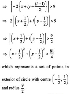 Que-1: Illustrate in the complex plane, the set of points satisfying the following conditions. Explain your answer: (iii) | i – 1 – 2z | > 9