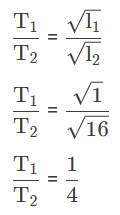 The time period of two pendulums of length 1 m and 16 m are in ratio