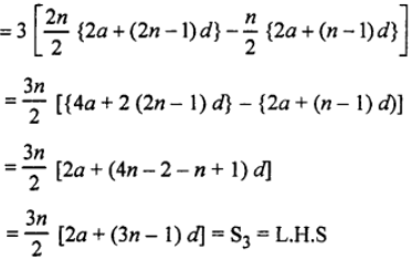 Que-29: If the sums of n, 2n, 3n terms of an A.S are S1, S2, S3 respectively, prove that S3 = 3(S2 S1)