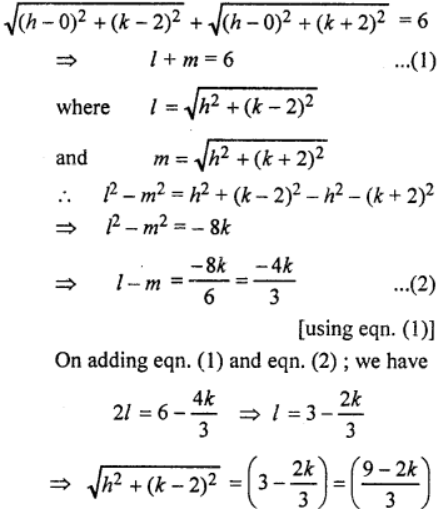 Que-8: Find the locus of a point such that the sum of its distances from the points (0, 2) and (0, – 2) is 6 .